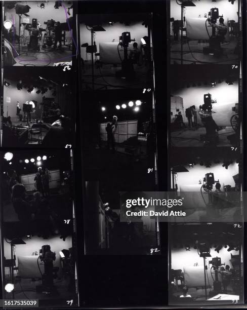 Photographer's original contact sheet behind the scenes of Sesame Street's very first season, taken for America Illustrated Magazine, at Reeves...