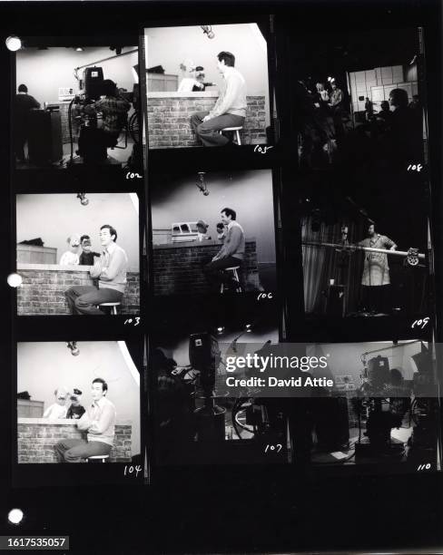 Photographer's original contact sheet behind the scenes of Sesame Street's very first season, taken for America Illustrated Magazine, at Reeves...