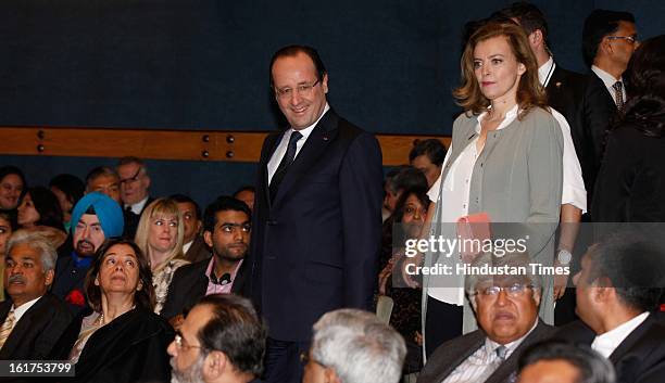 French President Francois Hollande before presenting France’s highest civilian award, the Legion of Honour, to Indian Nobel laureate Amartya Sen...