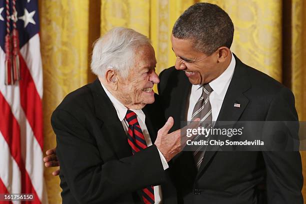 President Barack Obama delivers remarks presents pioneering pediatrician Dr. Berry Brazelton the 2012 Presidential Citizens Medal, the nation's...