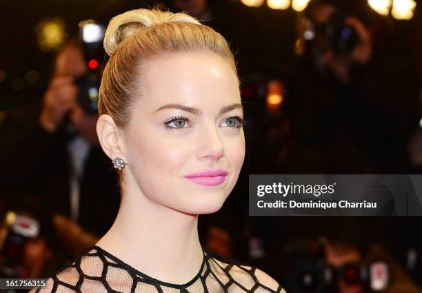 Emma Stone attends the 'The Croods' Premiere during the 63rd Berlinale International Film Festival at Berlinale Palast on February 15, 2013 in...