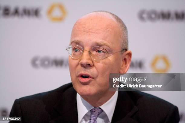 Martin Blessing, CEO of Commerzbank AG, speaks during the company's annual press conference to present the 2012 results on February 15, 2013 in...