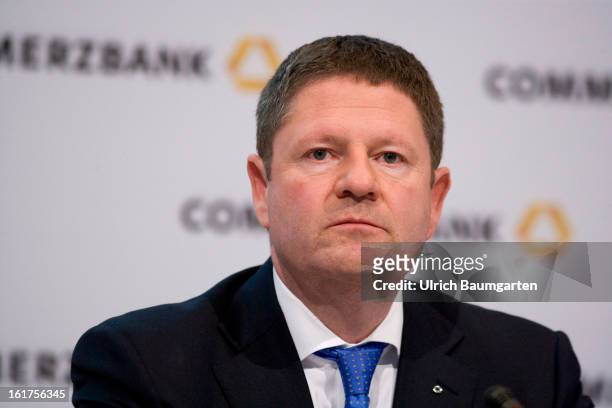Stephan Engels, financial chairman of the Commerzbank AG, looks on during the company's annual press conference to present the 2012 results on...