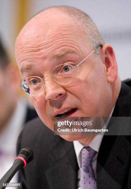 Martin Blessing, CEO of Commerzbank AG, during the company's annual press conference to present the 2012 results on February 15, 2013 in Frankfurt am...