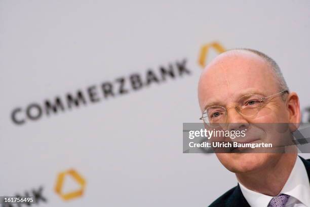 Martin Blessing, CEO of Commerzbank AG, during the company's annual press conference to present the 2012 results on February 15, 2013 in Frankfurt am...