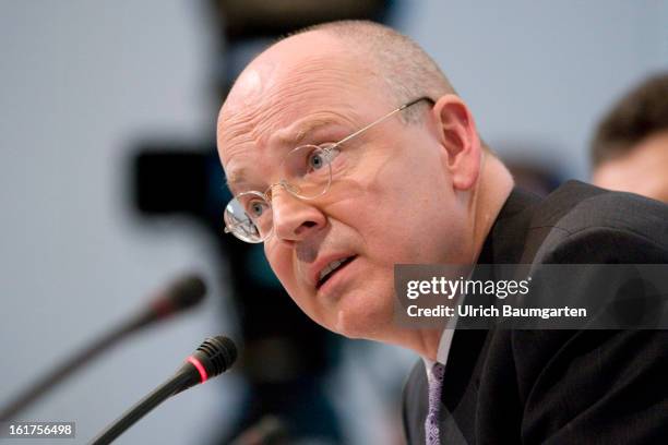 Martin Blessing, CEO of Commerzbank AG, during the company's annual press conference to present the 2012 results on February 15, 2013 in Frankfurt am...