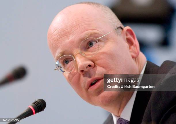 Martin Blessing, CEO of Commerzbank AG, during the company's annual press conference to present the 2012 results on February 15, 2013 in Frankfurt am...