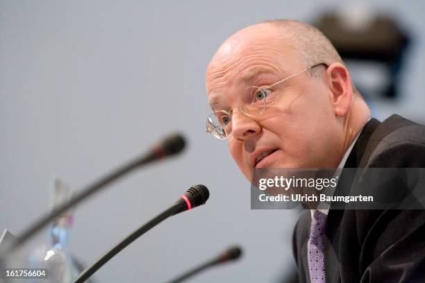 Martin Blessing, CEO of Commerzbank AG, during the company's annual press conference to present the 2012 results on February 15, 2013 in Frankfurt am...