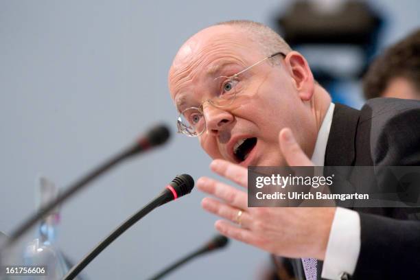 Martin Blessing, CEO of Commerzbank AG, during the company's annual press conference to present the 2012 results on February 15, 2013 in Frankfurt am...