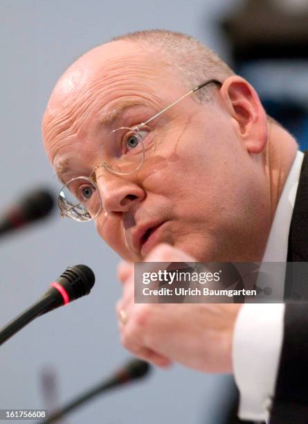Martin Blessing, CEO of Commerzbank AG, during the company's annual press conference to present the 2012 results on February 15, 2013 in Frankfurt am...