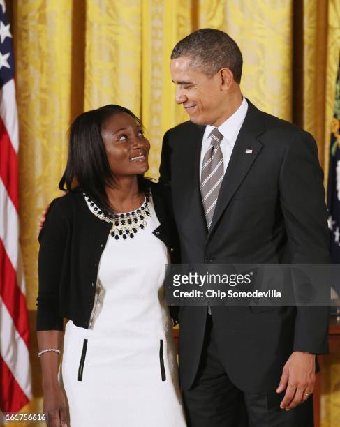 President Barack Obama presents Project SHINE's Patience Lehrman with the 2012 Presidential Citizens Medal, the nation's second-highest civilian...