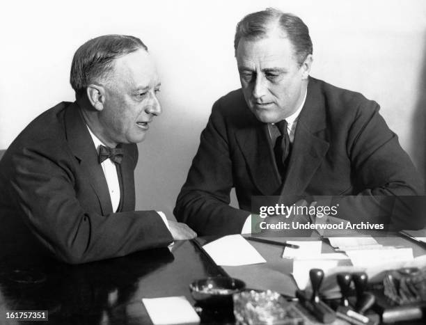 New York Governor Al Smith and Franklin D Roosevelt talk before the Democratic National Convention in 1924, New York, 1924. Roosevelt gave the...