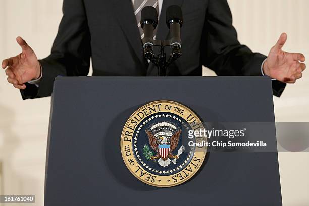President Barack Obama delivers remarks before presenting recepients with the 2012 Presidential Citizens Medal, the nation's second-highest civilian...