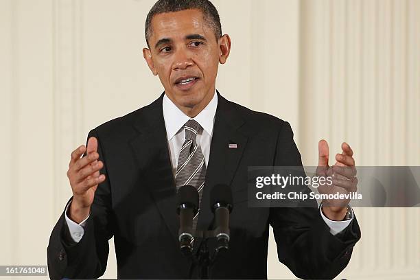 President Barack Obama delivers remarks before presenting recepients with the 2012 Presidential Citizens Medal, the nation's second-highest civilian...