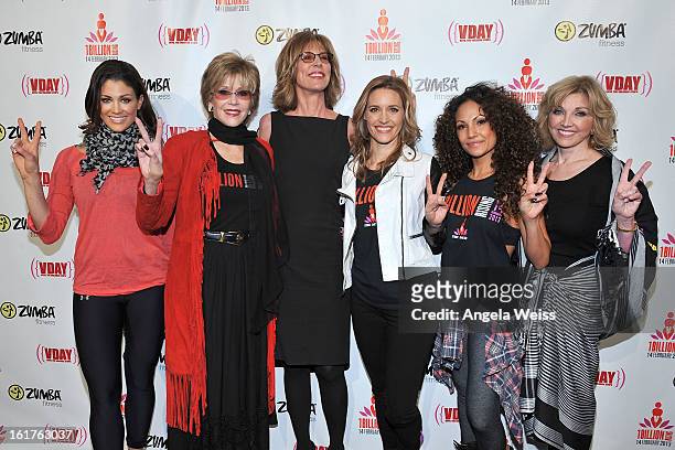 Professional wrestler Eve Torres, actress Jane Fonda, actress Christine Lahti, actress KaDee Strickland, Zumba celebrity instructor Gina Grant and...