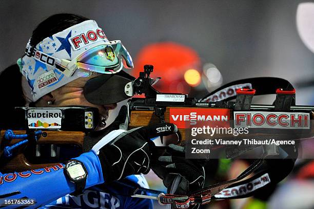 Michela Ponza of Italy takes 3rd place during the IBU Biathlon World Championship Women's 4x6km Relay on February 15, 2013 in Nove Mesto, Czech...