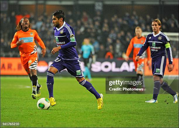 Roland Vargas of RSC Anderlecht pictured during the Jupiler League match between RSC Anderlecht and Sporting Charleroi on February 15, 2013 in...