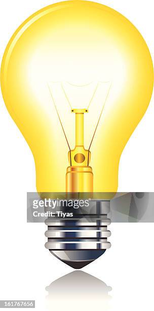 ilustraciones, imágenes clip art, dibujos animados e iconos de stock de amarillo brillante bombilla de luz incandescente - filamento