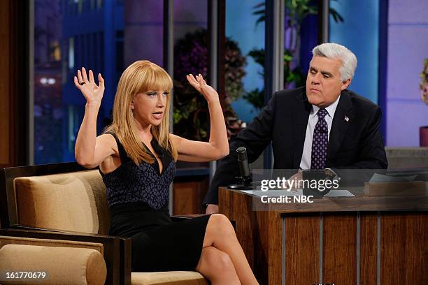 Episode 4410 -- Pictured: Comedian Kathy Griffin during an interview with host Jay Leno on February 15, 2013 --