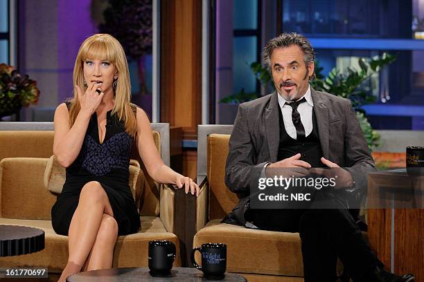 Episode 4410 -- Pictured: Comedian Kathy Griffin, Golf broadcaster David Feherty during an interview on February 15, 2013 --