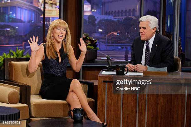 Episode 4410 -- Pictured: Comedian Kathy Griffin during an interview with host Jay Leno on February 15, 2013 --