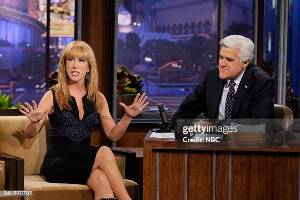 Episode 4410 -- Pictured: Comedian Kathy Griffin during an interview with host Jay Leno on February 15, 2013 --