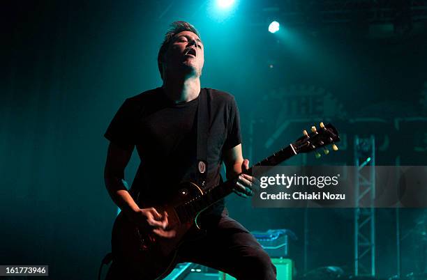 Pat McManaman of Chiodos performs at Brixton Academy on February 15, 2013 in London, England.