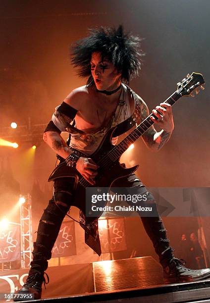 Jinxx of Black Veil Brides performs at Brixton Academy on February 15, 2013 in London, England.