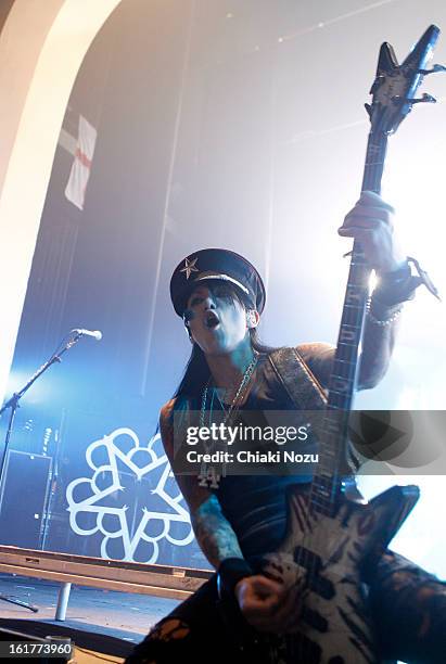 Ashley Purdy of Black Veil Brides performs at Brixton Academy on February 15, 2013 in London, England.