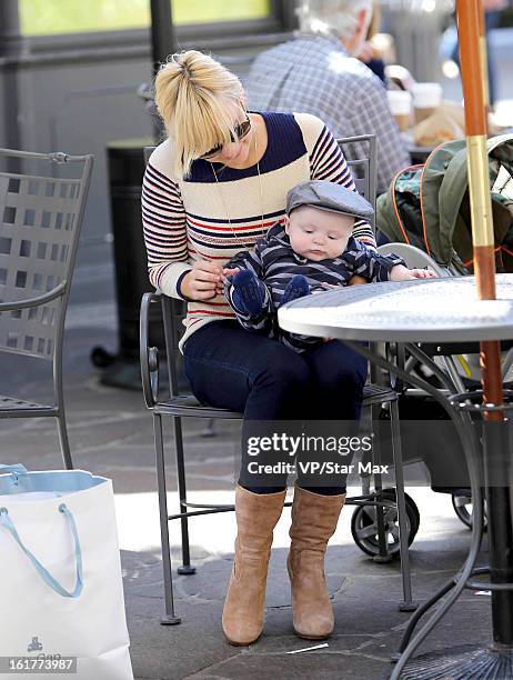 Actress Anna Faris and her son Jack Pratt as seen on February 15, 2013 in Los Angeles, California.
