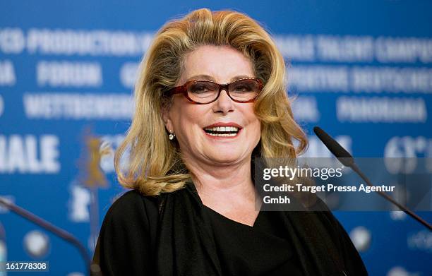 Actress Catherine Deneuve attends the 'On My Way' Press Conference during the 63rd Berlinale International Film Festival on February 15, 2013 in...
