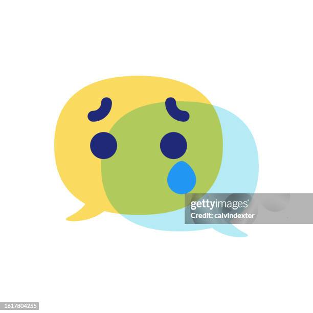 cute emoticon on speech bubbles - disappointing phone stock illustrations