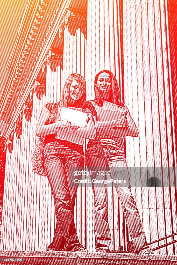 Best friends Female students on campus
