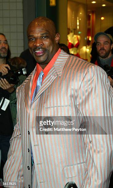Actor Ronnie Coleman arrives at the 25th anniversary celebration of the film "Pumping Iron" at Loews Tower East November 12, 2002 in New York City,...