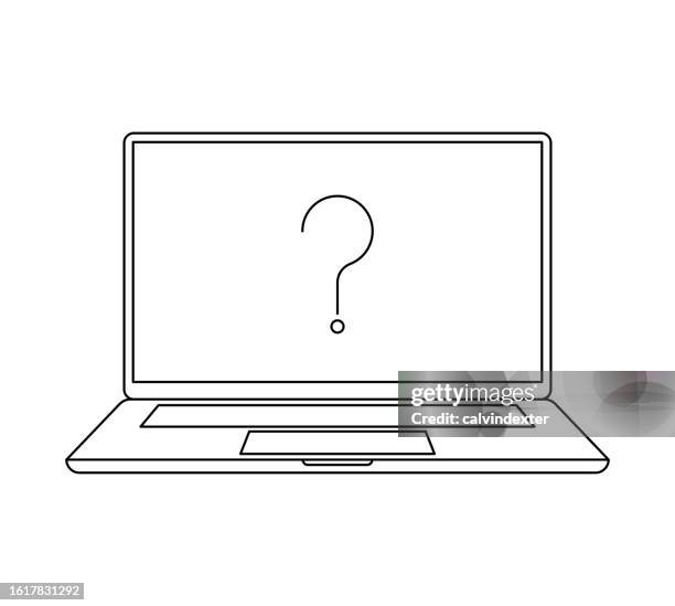 laptop computer line icon design - looking at screen reflection stock illustrations