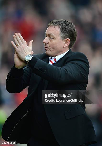 Billy Davies of Nottingham Forest salutes the fans on his return as manager during the npower Championship match between Nottingham Forest and Bolton...