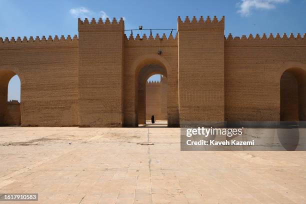 Iraqis visit the ruins of Babylon on March 21, 2023 in Babylon, Iraq.