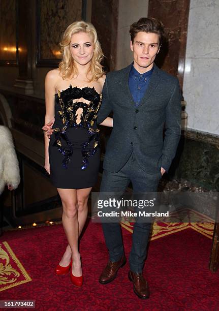 Pixie Lott attends the Julien Macdonald show during London Fashion Week Fall/Winter 2013/14 at Goldsmiths' Hall on February 16, 2013 in London,...