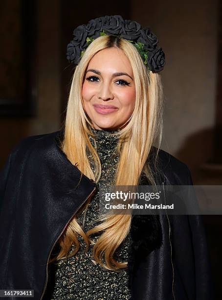 Zara Martin attends the Julien Macdonald show during London Fashion Week Fall/Winter 2013/14 at Goldsmiths' Hall on February 16, 2013 in London,...