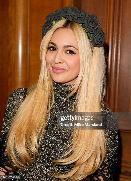 Zara Martin attends the Julien Macdonald show during London Fashion Week Fall/Winter 2013/14 at Goldsmiths' Hall on February 16, 2013 in London,...