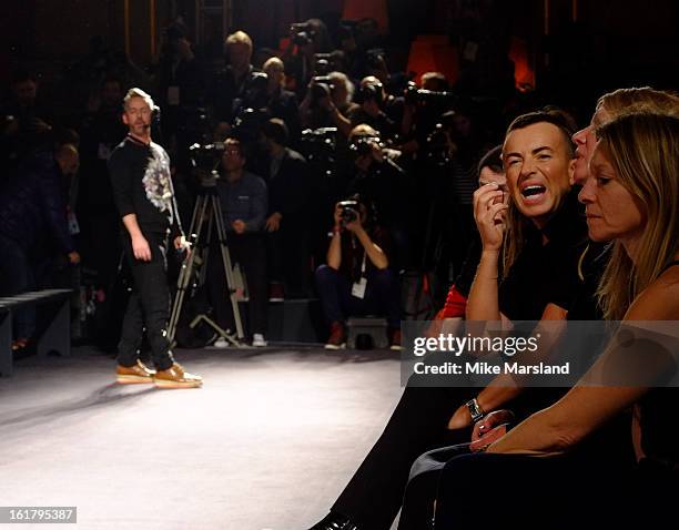 Julien Macdonald attends the Julien Macdonald show during London Fashion Week Fall/Winter 2013/14 at Goldsmiths' Hall on February 16, 2013 in London,...