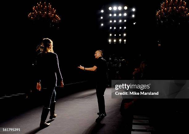 Julien Macdonald attends the Julien Macdonald show during London Fashion Week Fall/Winter 2013/14 at Goldsmiths' Hall on February 16, 2013 in London,...