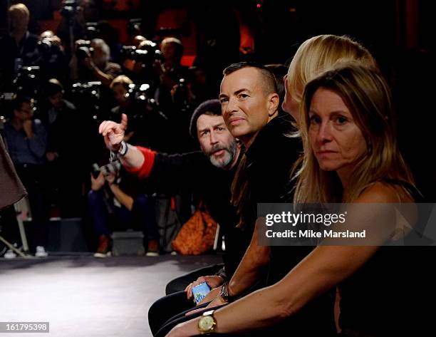 Julien Macdonald attends the Julien Macdonald show during London Fashion Week Fall/Winter 2013/14 at Goldsmiths' Hall on February 16, 2013 in London,...