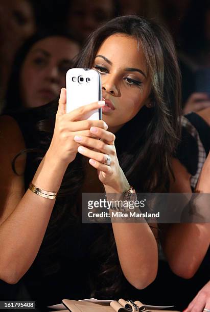 Rochelle Wiseman attends the Julien Macdonald show during London Fashion Week Fall/Winter 2013/14 at Goldsmiths' Hall on February 16, 2013 in London,...