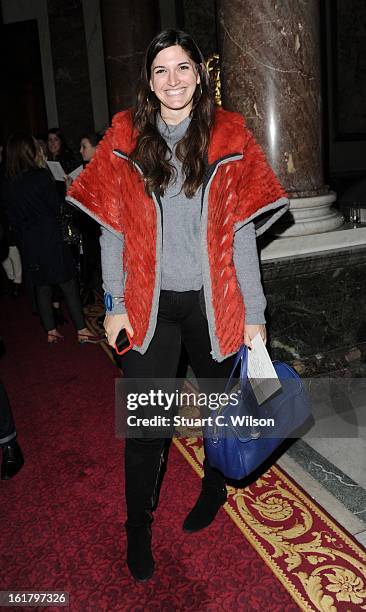 Emily Johnson attends the Julien Macdonald show during London Fashion Week Fall/Winter 2013/14 at Goldsmiths' Hall on February 16, 2013 in London,...