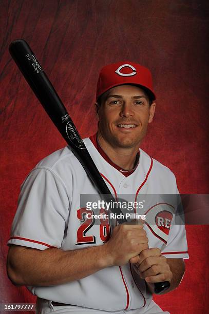 Chris Heisey of the Cincinnati Reds poses during MLB photo day on February 16, 2013 at the Goodyear Ballpark in Goodyear, Arizona.