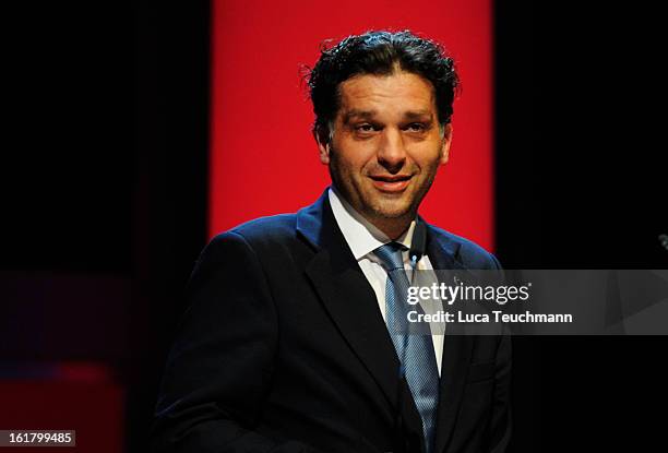 Director Danis Tanovic receives the silver bear at the Closing Ceremony during the 63rd Berlinale International Film Festival at Berlinale Palast on...