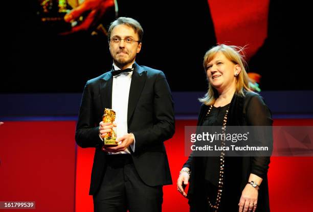 Director Calin Peter Netzer receives the golden bear at the Closing Ceremony during the 63rd Berlinale International Film Festival at Berlinale...