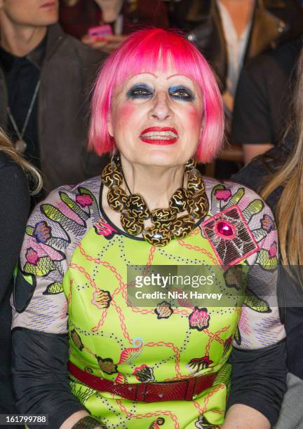 Zandra Rhodes attends the Issa London show during London Fashion Week Fall/Winter 2013/14 at Somerset House on February 16, 2013 in London, England.