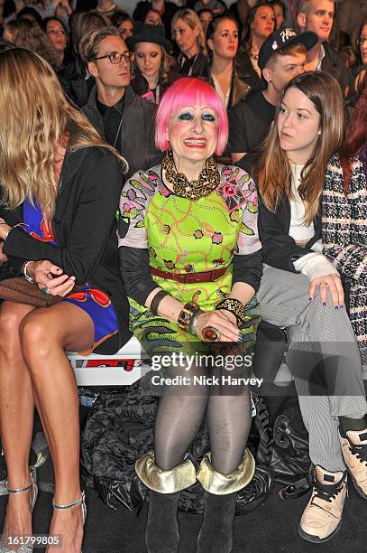 Zandra Rhodes attends the Issa London show during London Fashion Week Fall/Winter 2013/14 at Somerset House on February 16, 2013 in London, England.